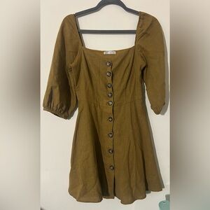 Zara Brown Button-Front Mini Dress
